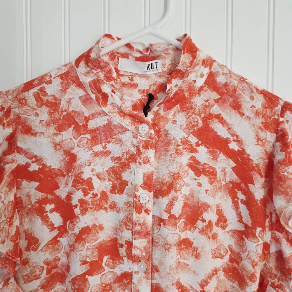 KUT FROM THE‎ KLOTH  SLEEVELESS RUFFLE BUTTON UP TOP Size M - Picture 2 of 13